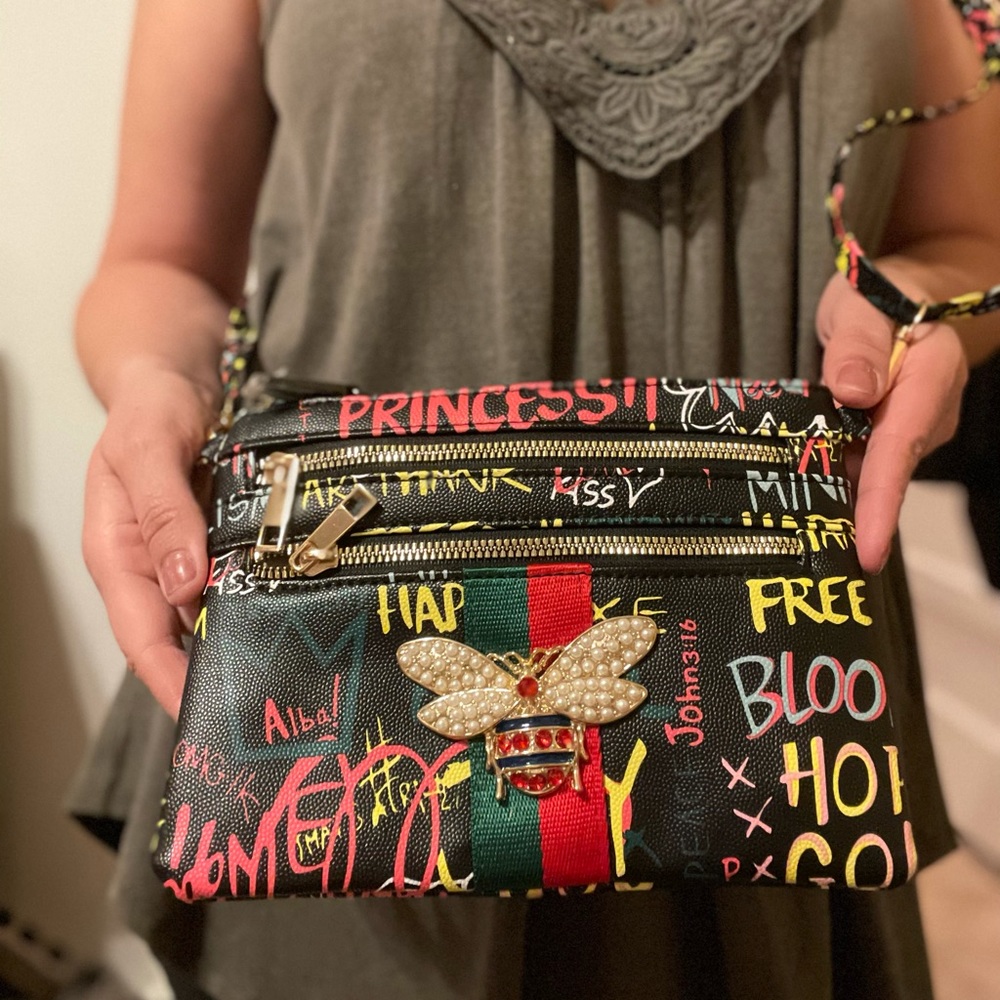 New Queen Bee Graffiti Multi wear crossbody bag